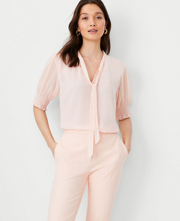 Tie Neck Puff Sleeve Top