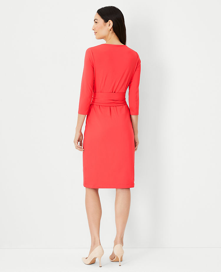 Envelope Neck Belted Flare Dress