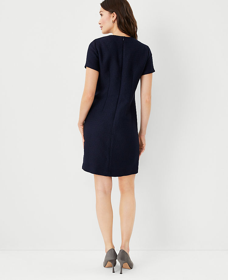 Tweed Pocket Shift Dress