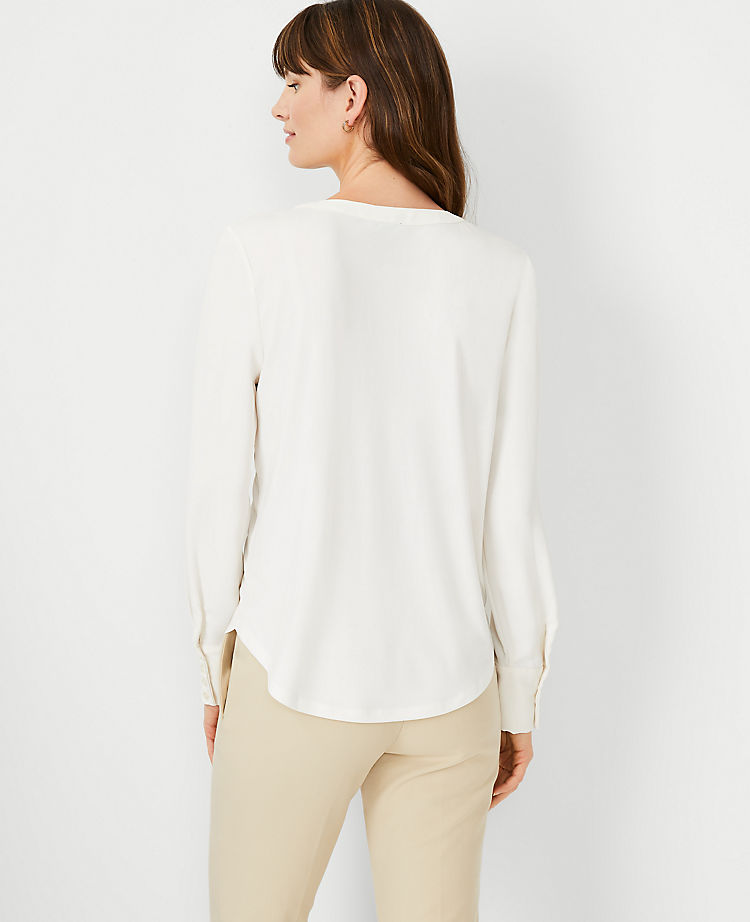 Mixed Media Pleat Front Top