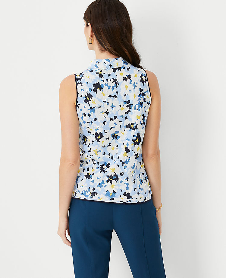 Floral Mock Neck Sweater Shell