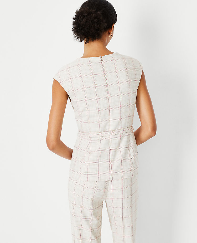 The Belted Envelope Boatneck Top in Plaid