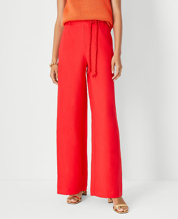 The Belted Pull On Palazzo Pant in Linen Blend