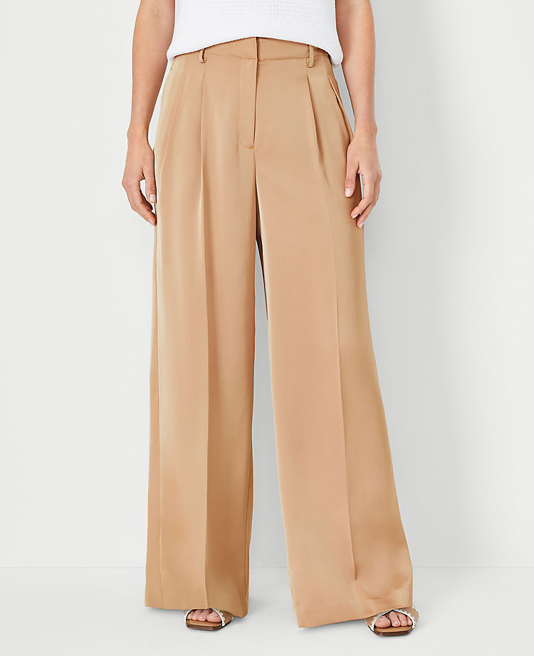 The Pleated Wide Leg Pant in Satin