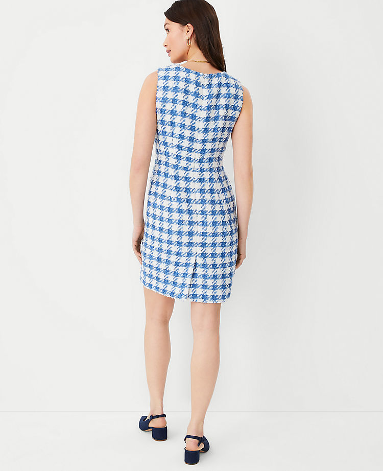 Tweed Square Neck Shift Dress