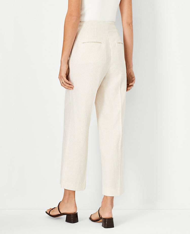 The Seamed Straight Crop Pant in Stripe