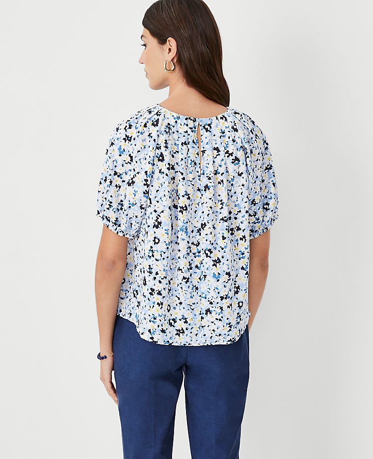 Floral Pleat Neck Top