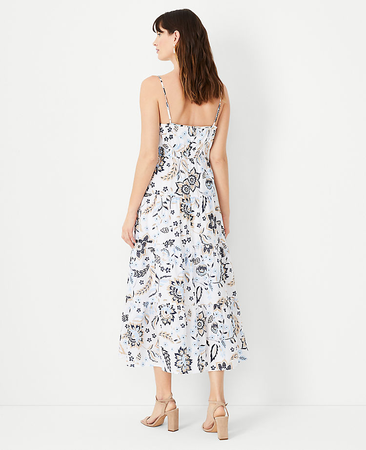 Floral Strappy Tiered Flare Dress