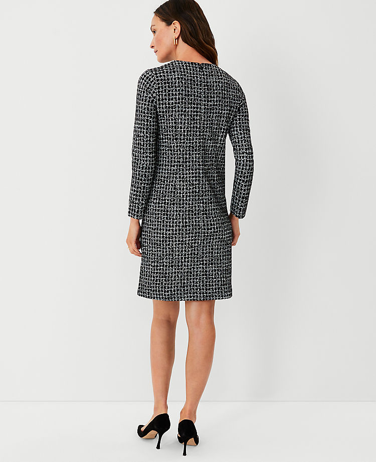 Plaid Shoulder Button Shift Dress