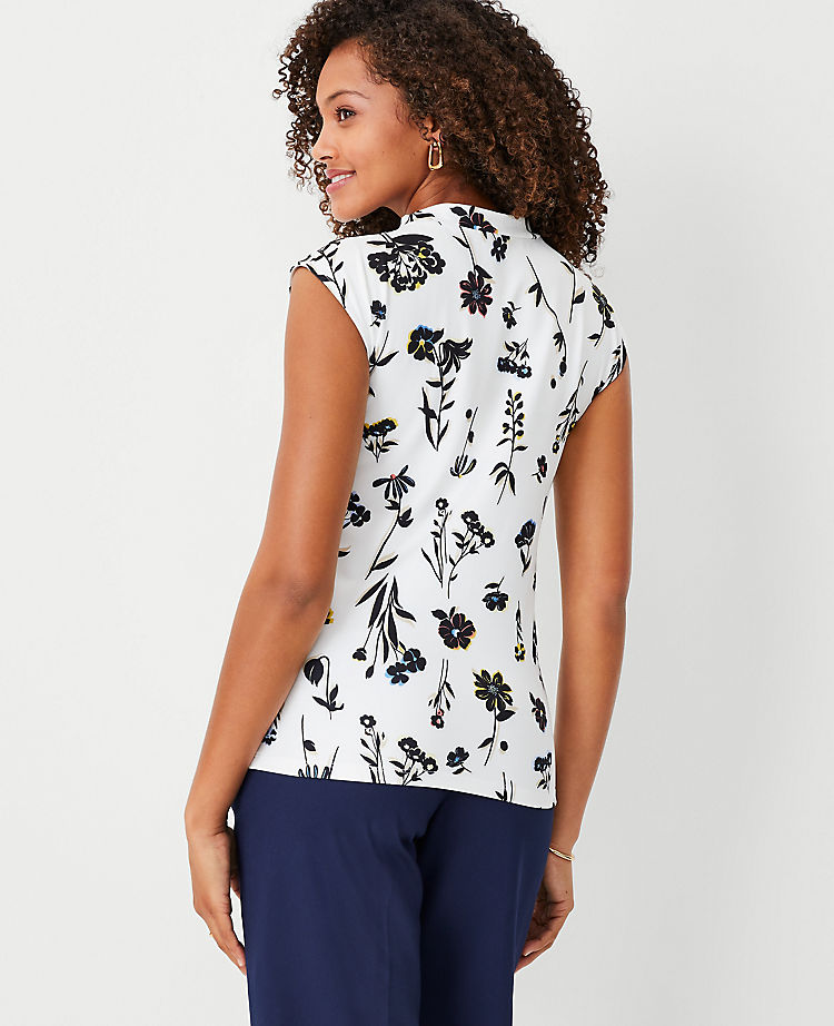 Floral Refined Stretch Mock Neck Top
