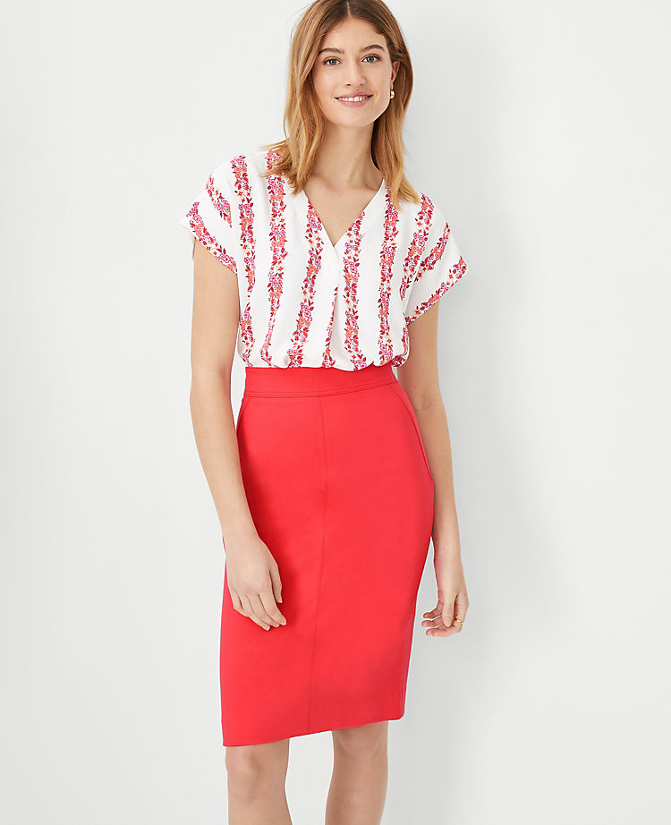 Floral Mixed Media Pleat Front Top