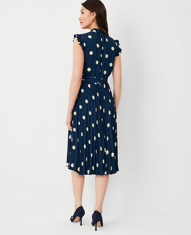 Dot Ruffle Sleeve Flare Dress