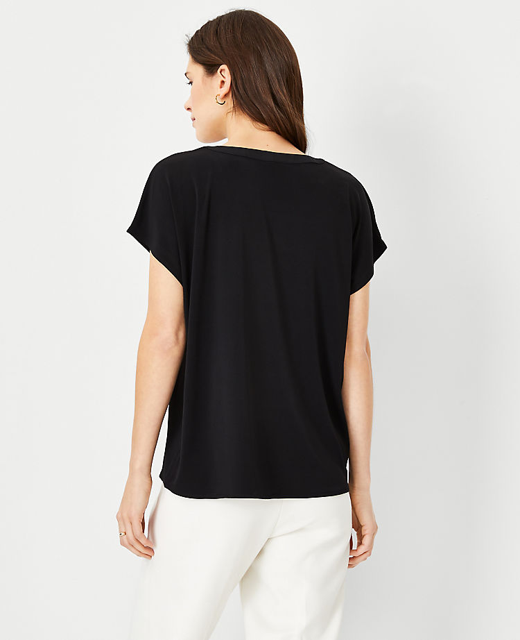 Mixed Media Pleat Front Top