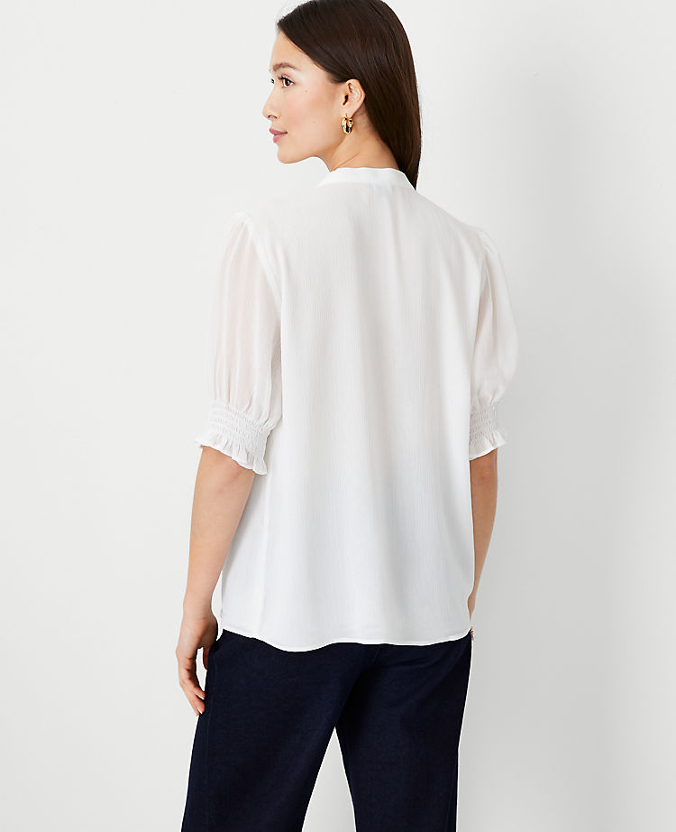 Tie Neck Puff Sleeve Top