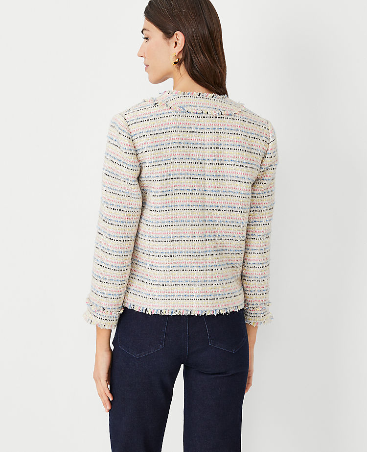 Shimmer FRinge Tweed Cardigan Jacket