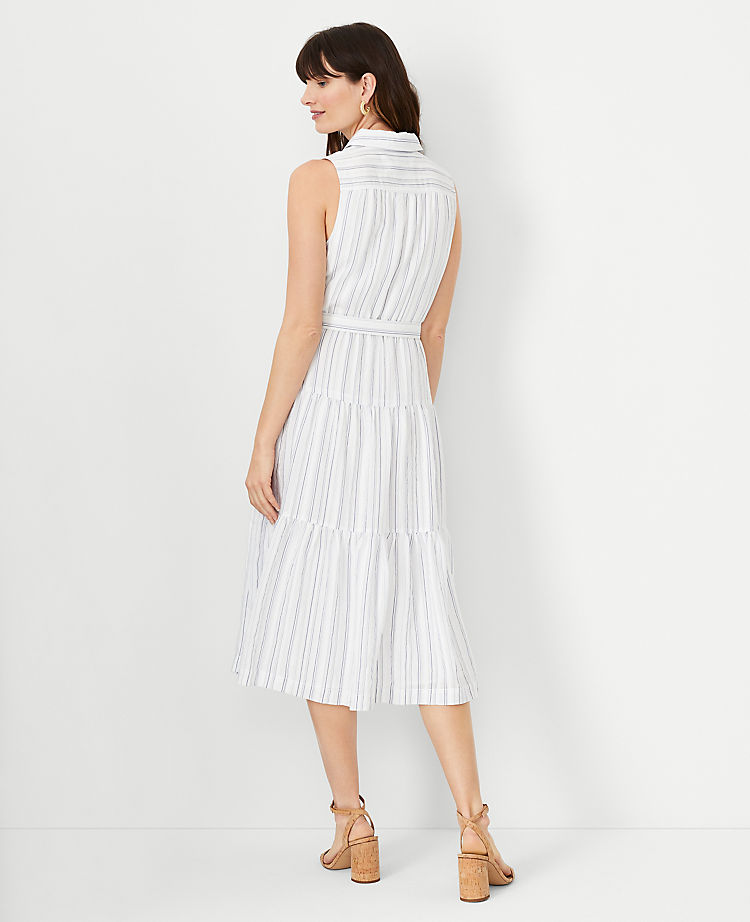 Striped Ruffle Tiered Flare Dress