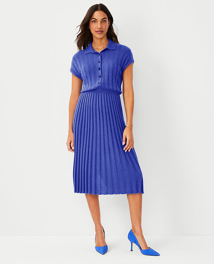 Ribbed Polo Sweater Dress