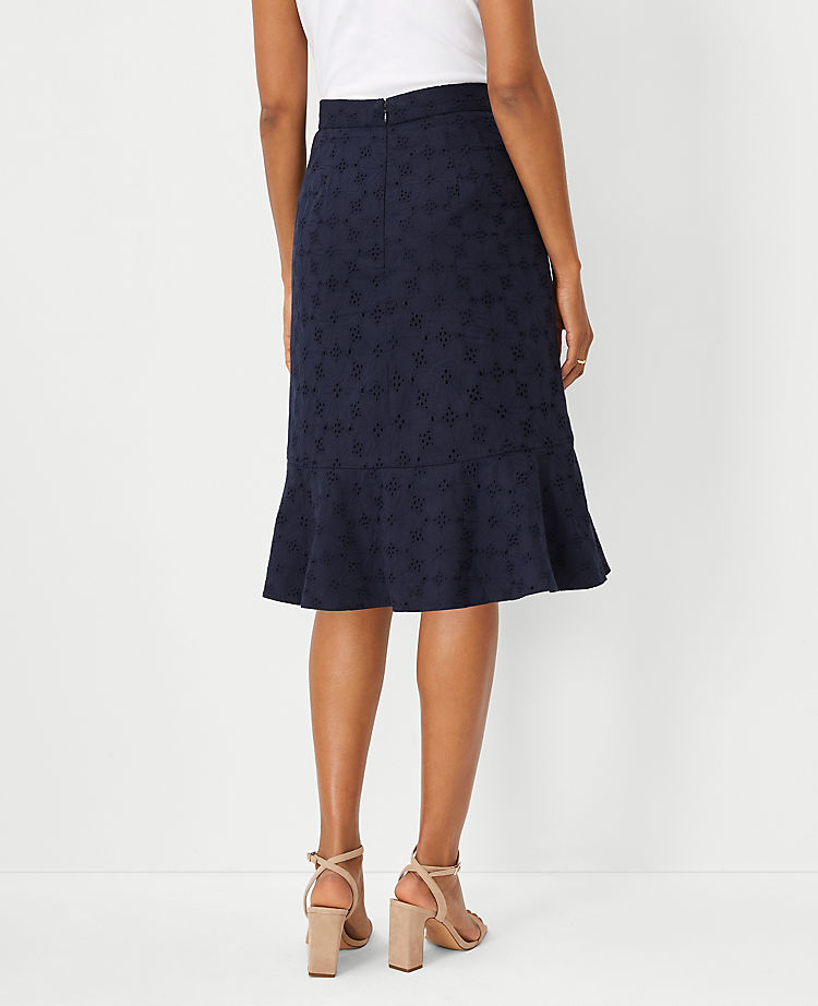 Eyelet Flounce Pencil Skirt
