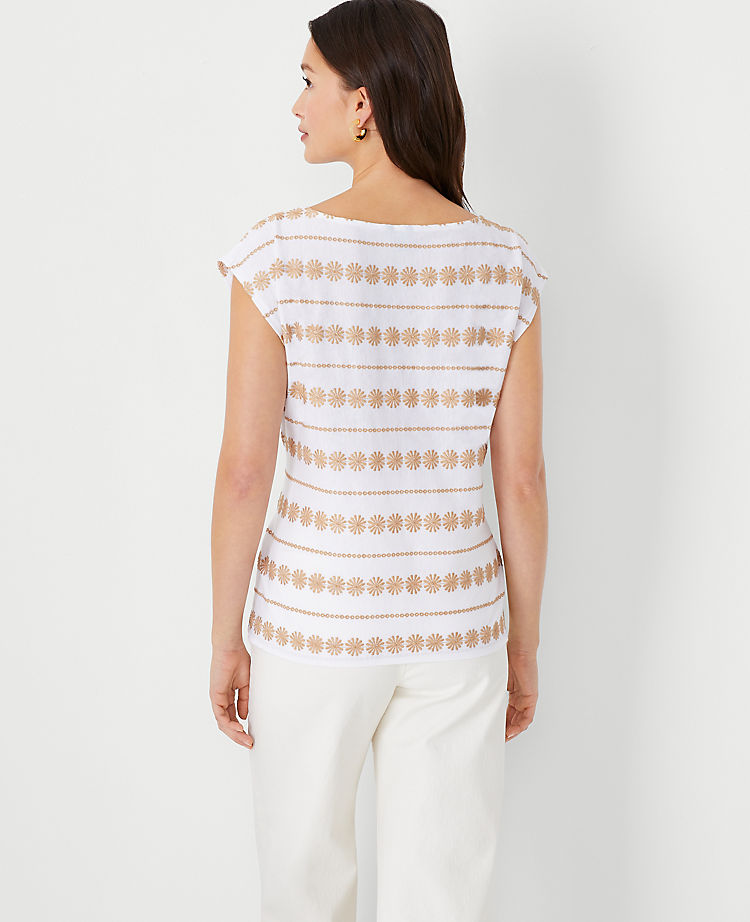 Embroidered Tie Waist Top
