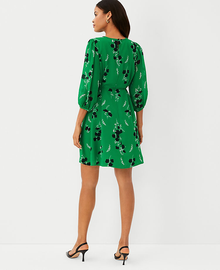 Floral Belted Flare Dress