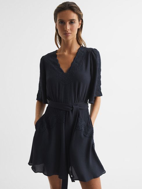 Rhea Broderie Sleeve Floppy Mini Dress