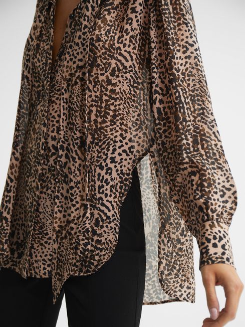 Tora Animal Print Neck Tie Blouse