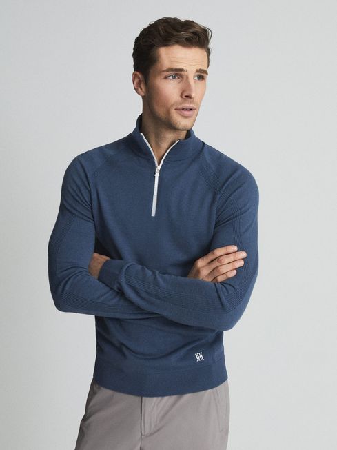 Affleck Golf Stretch Merino Zip Neck Jumper