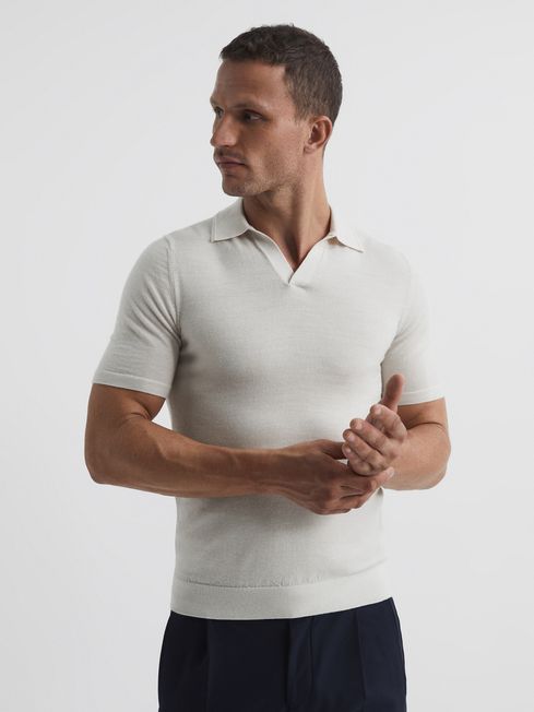 Duchie Merino Wool Open Collar Polo Shirt