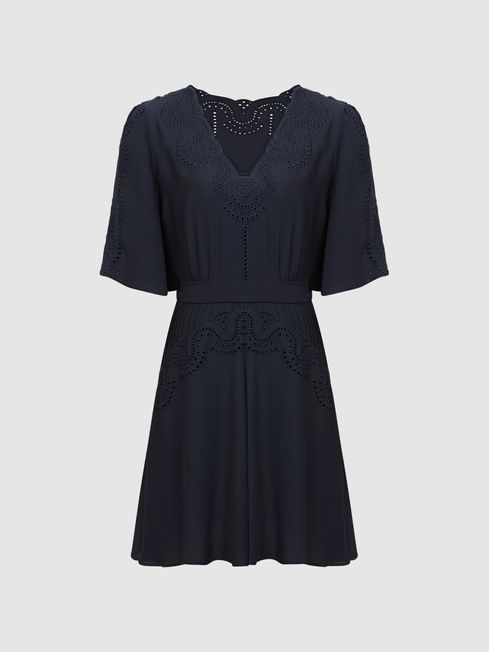 Rhea Broderie Sleeve Floppy Mini Dress