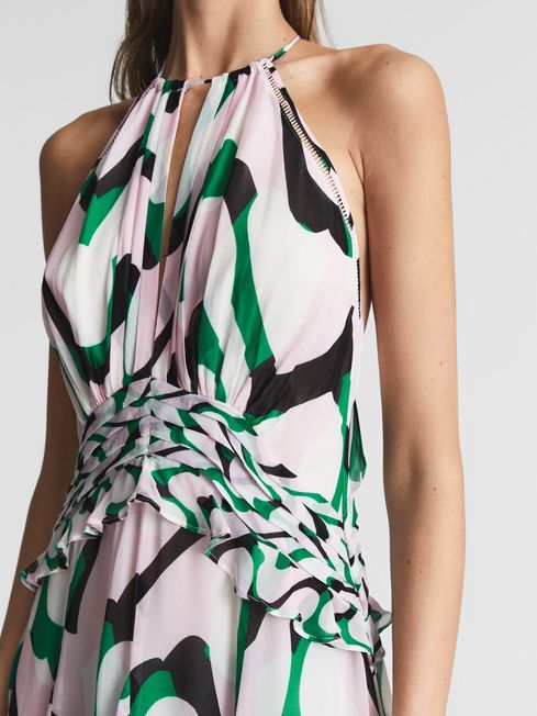 Belle Printed Halter Mini Dress
