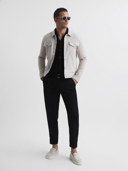 Caspa Mercerised Jersey Cuban Collar Shirt