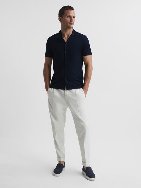 Caspa Mercerised Jersey Cuban Collar Shirt