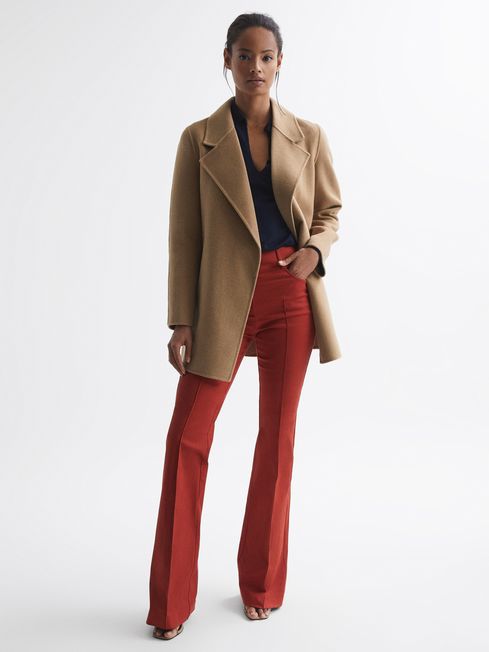 Amalia Belted Blindseam Short Wool Coat