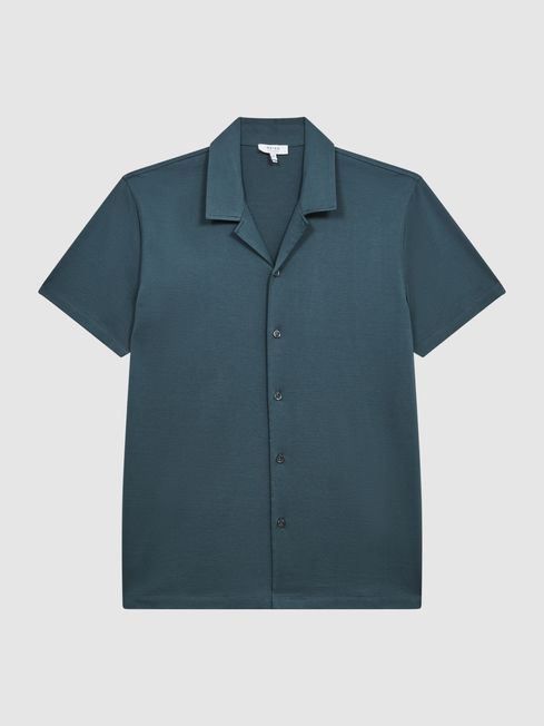 Caspa Mercerised Jersey Cuban Collar Shirt