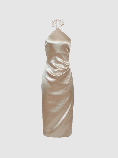 Farah Metallic Halterneck Occasion Dress