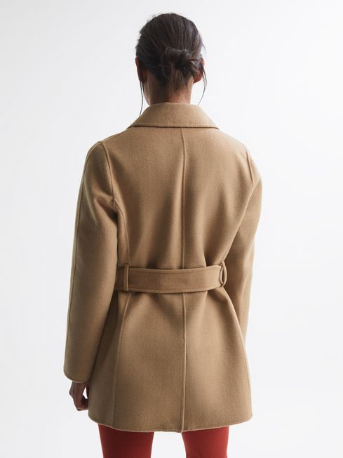 Amalia Belted Blindseam Short Wool Coat