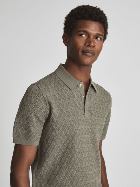 Dollar Textured Diamond Stitch Polo T-Shirt