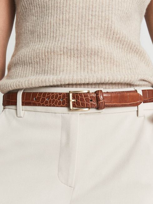 Molly Leather Croc Embossed Belt
