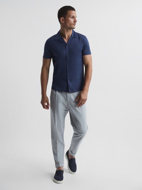 Caspa Mercerised Jersey Cuban Collar Shirt