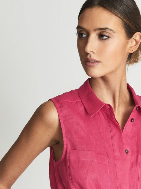 Ema Sleeveless Linen Playsuit