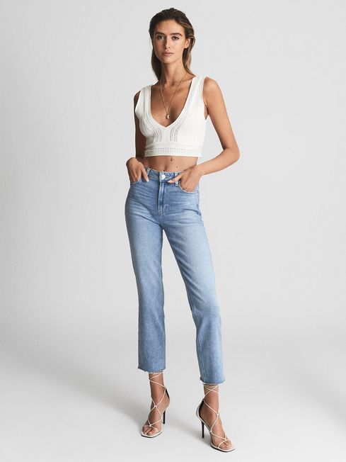 Cindy Paige Straight Leg Raw Hem Jeans