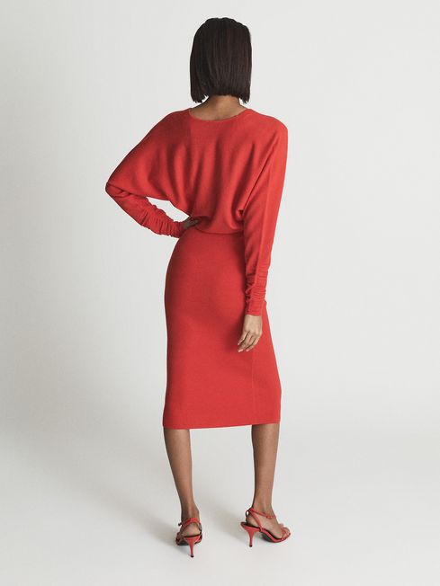 Jenna Cashmere Blend Ruched Sleeve Dress