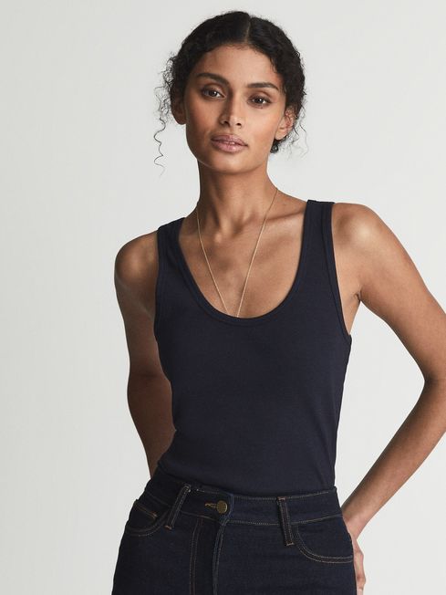 Violet Scoop Neck Jersey Vest Top