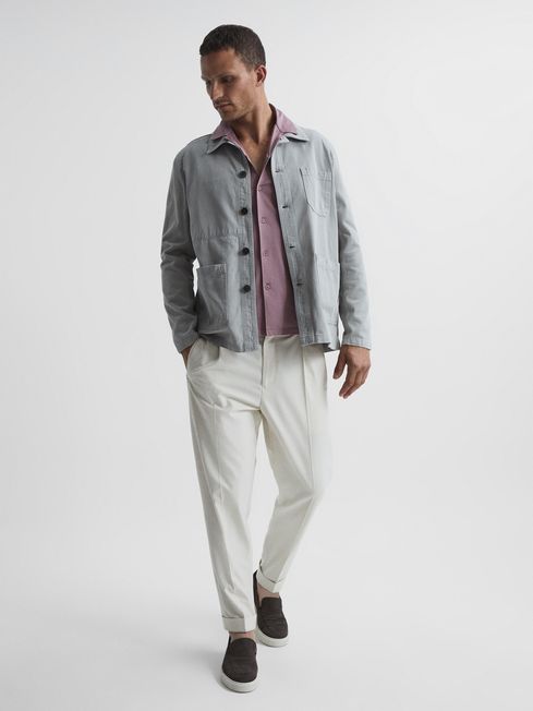 Caspa Mercerised Jersey Cuban Collar Shirt