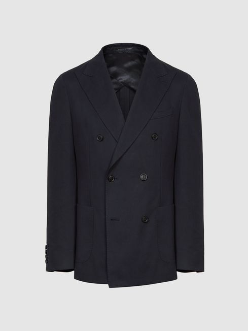 Class Double Breasted Cotton-Linen Blazer