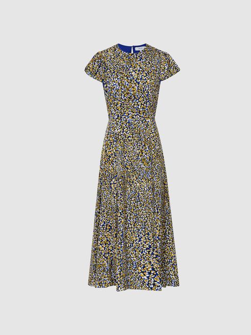 Livia Printed Cut Out Back Midi Dress