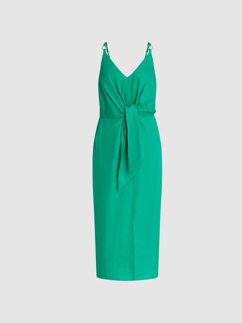 Kay Tie Detail Linen Midi Dress