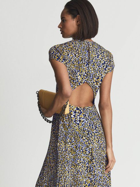 Livia Printed Cut Out Back Midi Dress