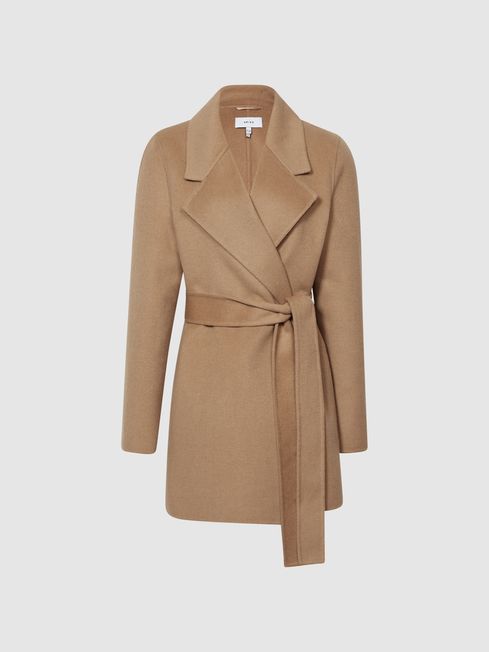 Amalia Belted Blindseam Short Wool Coat