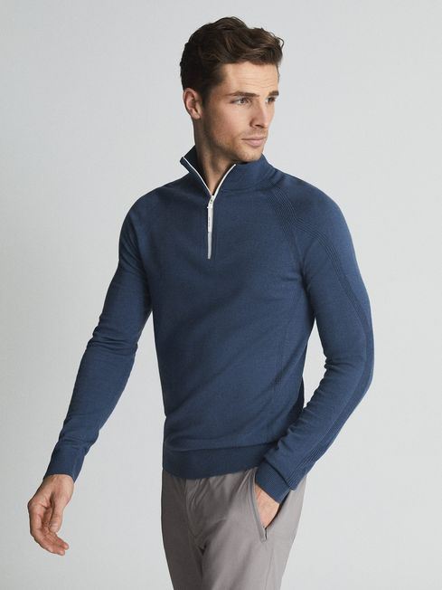 Affleck Golf Stretch Merino Zip Neck Jumper